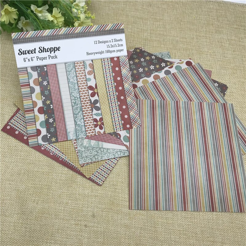 6"X6" Sweet Shoppe patterned paper Scrapbooking paper pack handmade craft paper craft Background pad