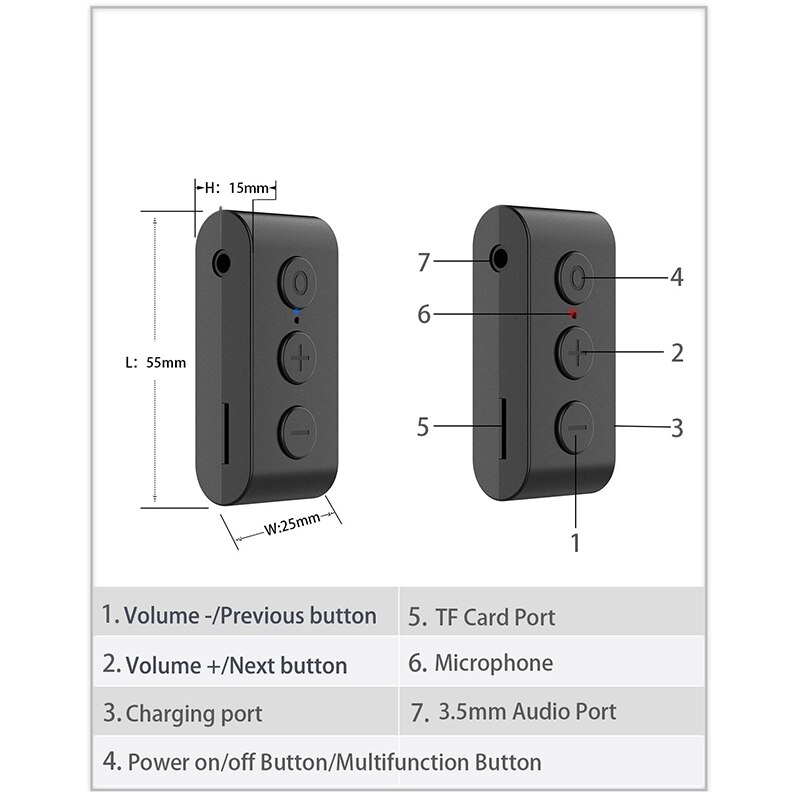 2 in 1 Wireless Bluetooth 5.0 Transmitter Receiver Chargeable for TV PC Car Speaker 3.5mm AUX Hifi Music Audio Adapter