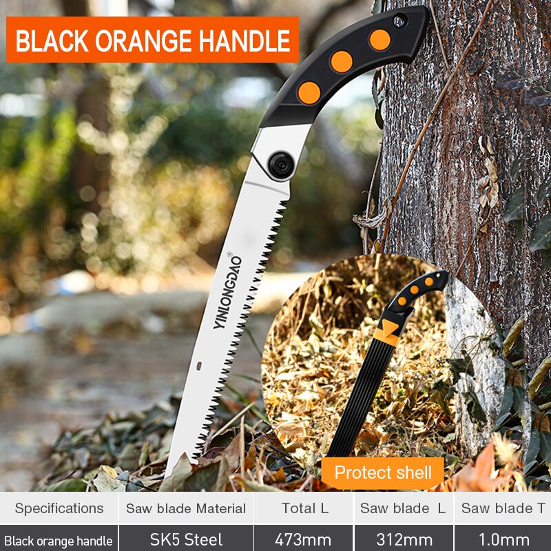 Opvouwbare kampeerzaag, opvouwbare tuinzaag voor houtbewerking met tpr-handgreep, opvouwbare snoeizaag voor droog hout met harde tanden, doe-het-zelf: 473mm