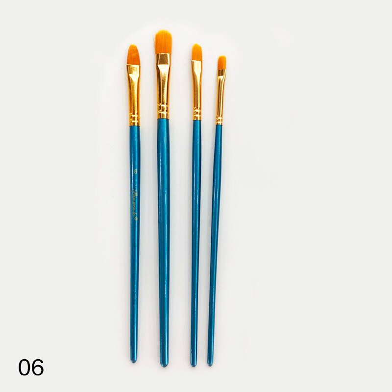 4 pçs desenho arte pincéis de pintura a óleo supplie punho de madeira portátil tubo de alumínio náilon cabelo artista pintura pincel desenho caneta: Style 6