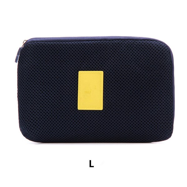 PURDORED 1 Pc Portable Solid Digital Storage Bag Travel Mini Earphone Cable USB Bag Earphone Devices Organizer Storage Wrap: navy  L