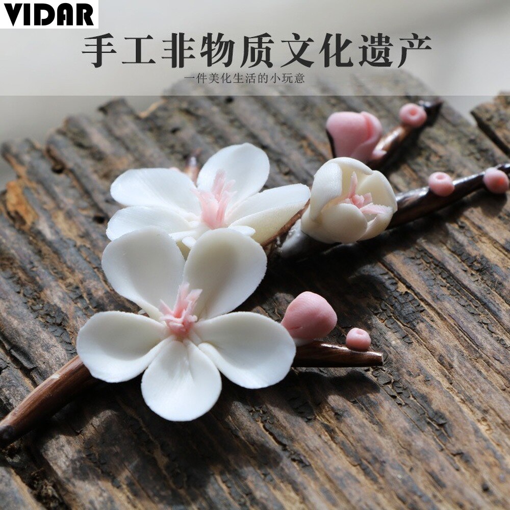 VIDAR-rama de flor de ciruelo de cerámica hecha a mano, accesorios creativos de decoración para Ceremonia de té, adornos Zen