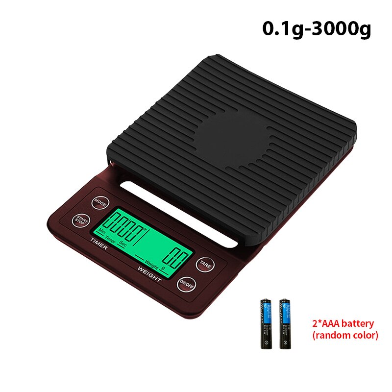 Smart Coffee Scale with Auto Timer Digital Gram Weighing Electronic Weight Food Mini Kitchen Scale Balance Precision LCD Display: Brown A 0.1g-3000g