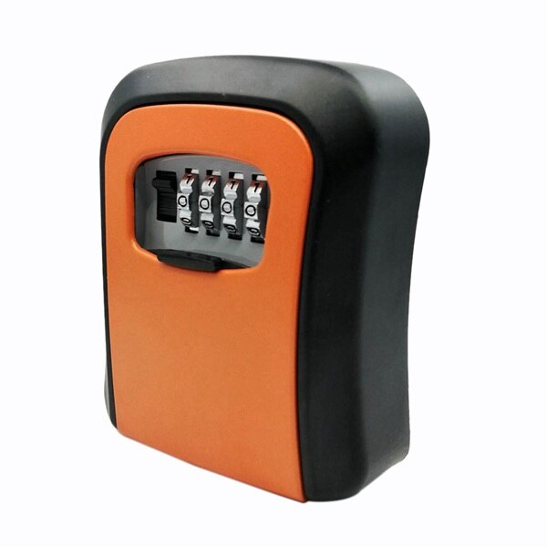 Key Lock Box Wall Mounted Aluminum alloy Key Safe Box Weatherproof 4 Digit Combination Key Storage Lock Box Indoor Outdoor: Orange