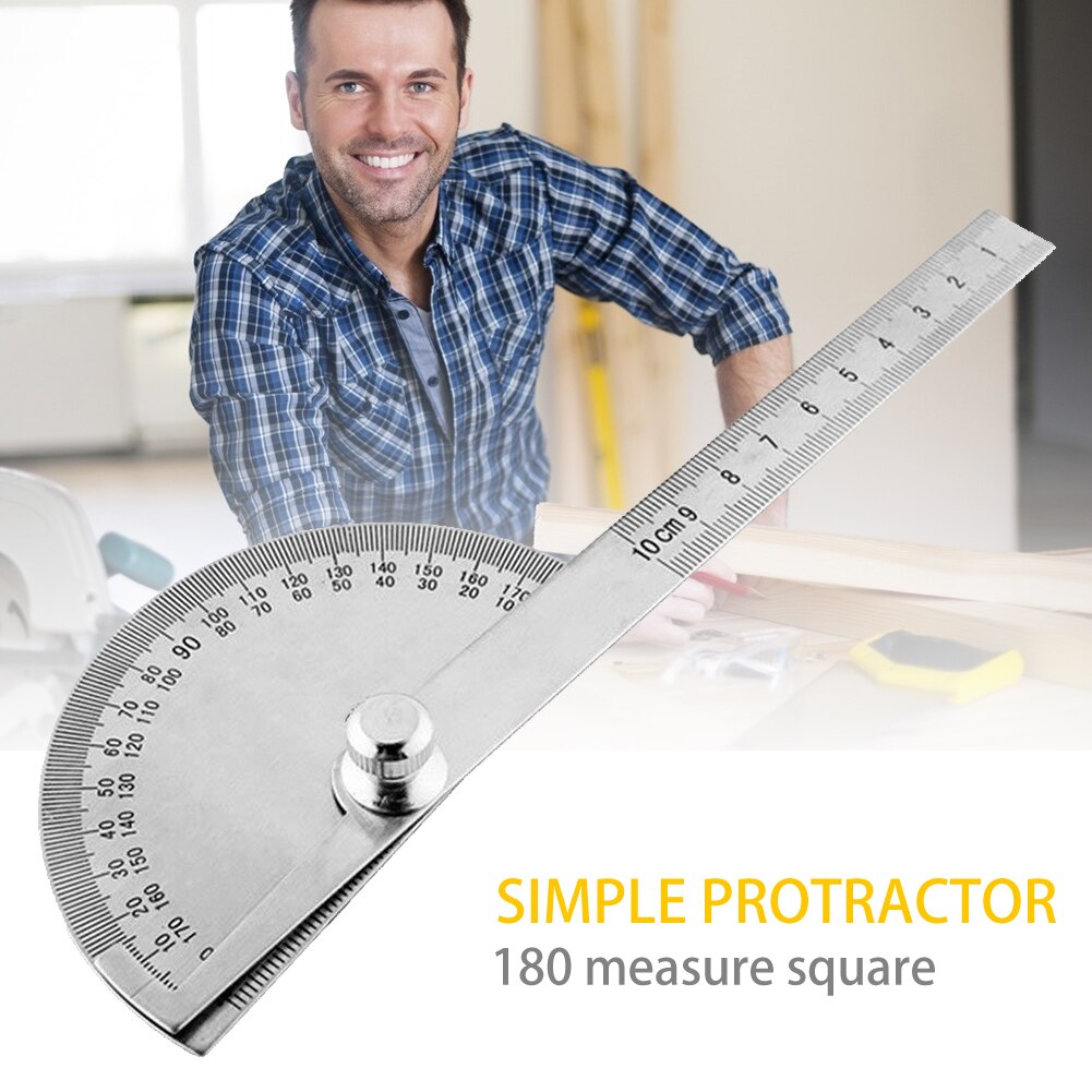 180 Degree Protractor Stainless Steel Angle Finder Rotary Measuring Ruler Woodworking Tools for Measuring Angles