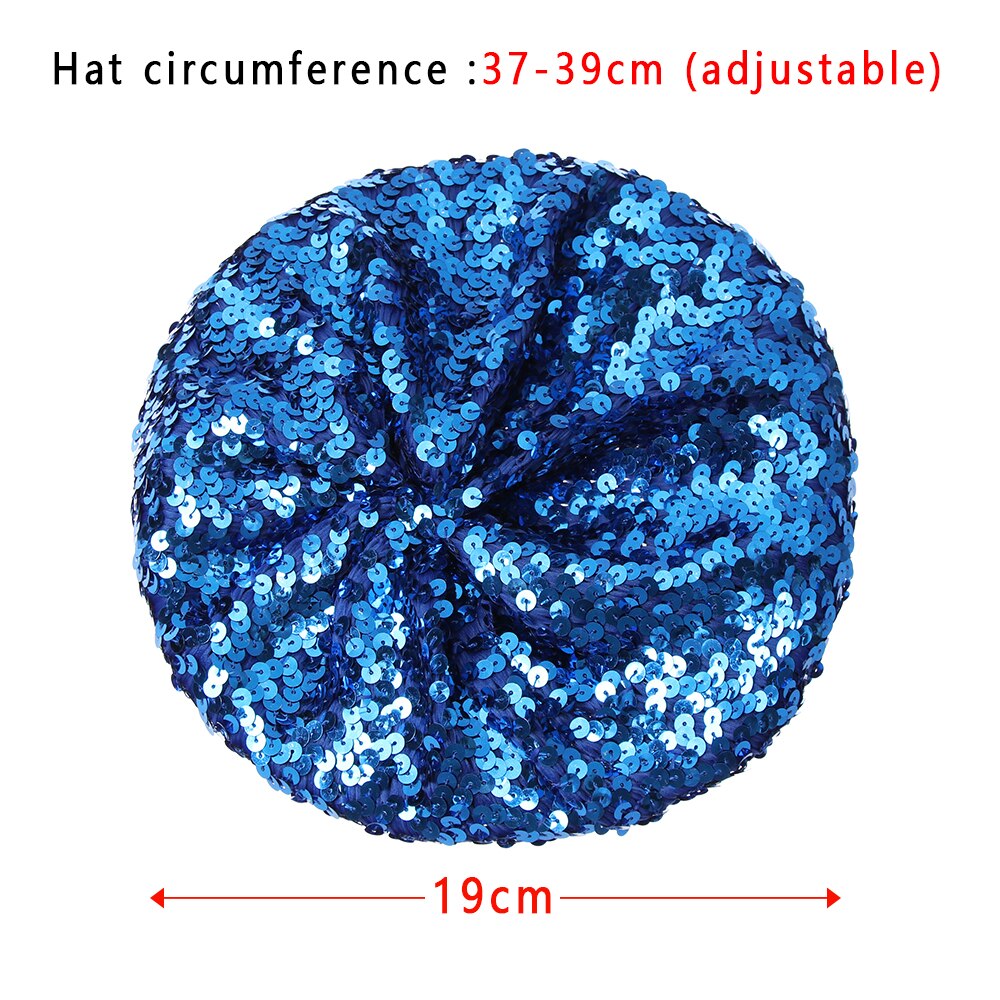 Kvinder pailletter hat skinnende kostume jazz glitter dans baret rund kasket dame tilbehør hue baret hat britisk stil