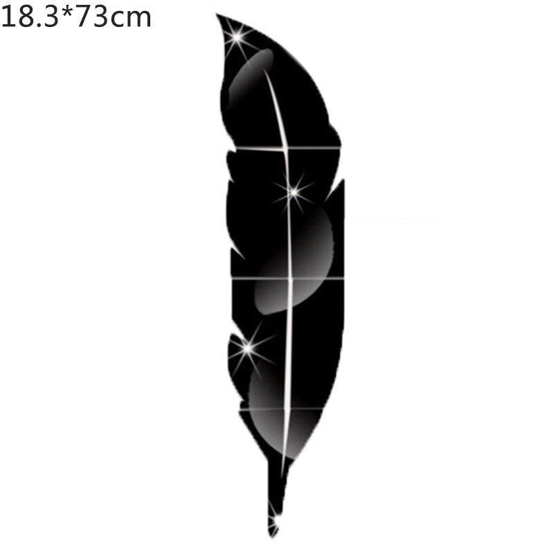 DIY pióro pióropusz 3D lustro naklejka ścienna do sztuka do salonu winyl do wystroju wnętrz naklejka naklejka akrylowa Mural tapeta z dekorem: black 18.3x73cm