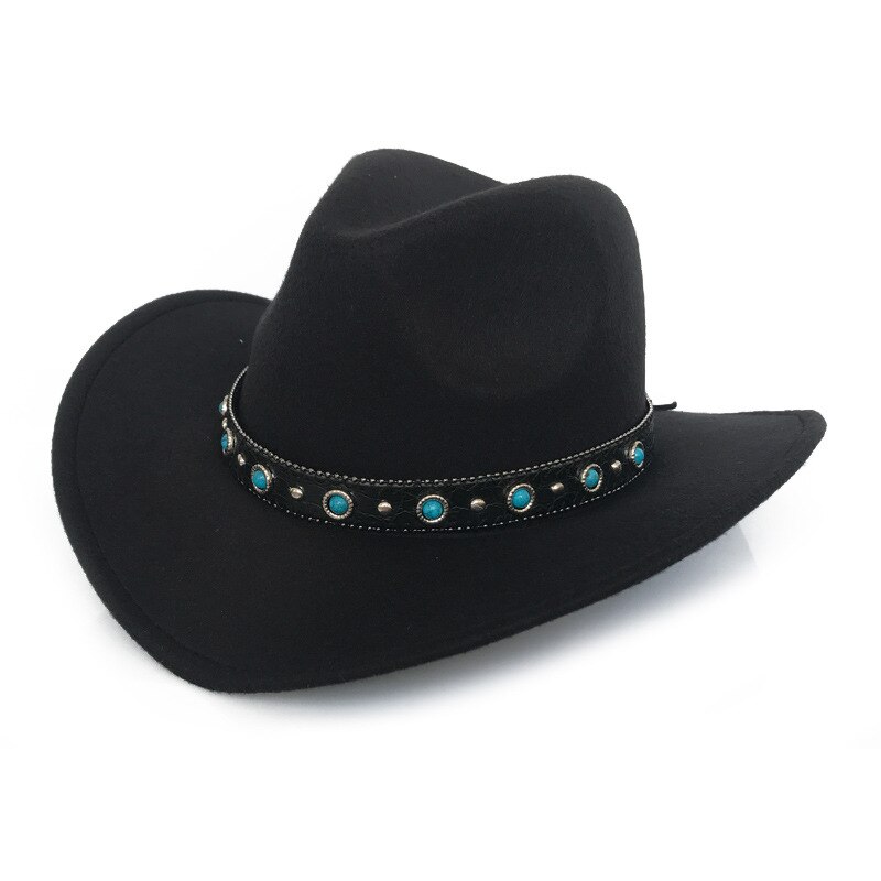 Summer Men Cowboy Hat Women Retro Vintage Turquoise Leather Strap Cowboy Cowgirl Caps Western Summer Sun Hat B87: 1