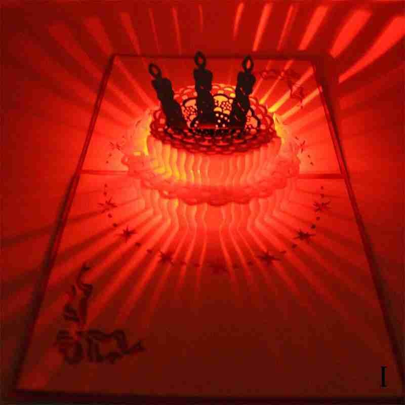 Anniversaire musique lumière carte de voeux noël et voeux 3D carte stéréo année F0W3: I