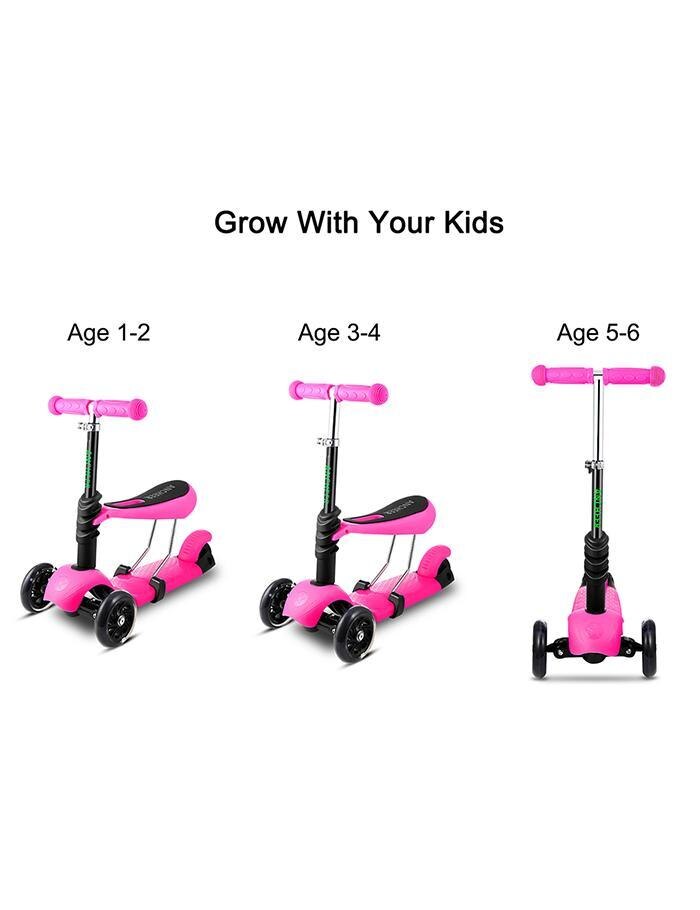 3-Wheel Children Scooters Kick Scooter With Seat Adjustable Height Kids Scooter Bike with LED Light Up Wheels kids skateboard