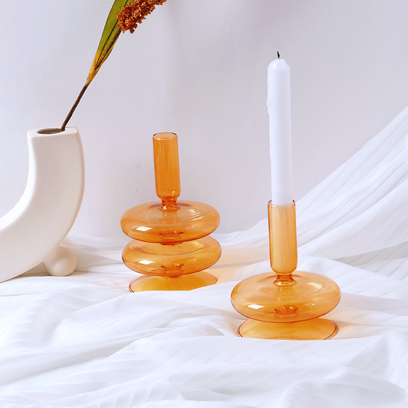 Oranje Glas Kandelaars Nordic Home Decor Wedding Party Diner Bij Kaarslicht Decoratie Woonkamer Kandelaar