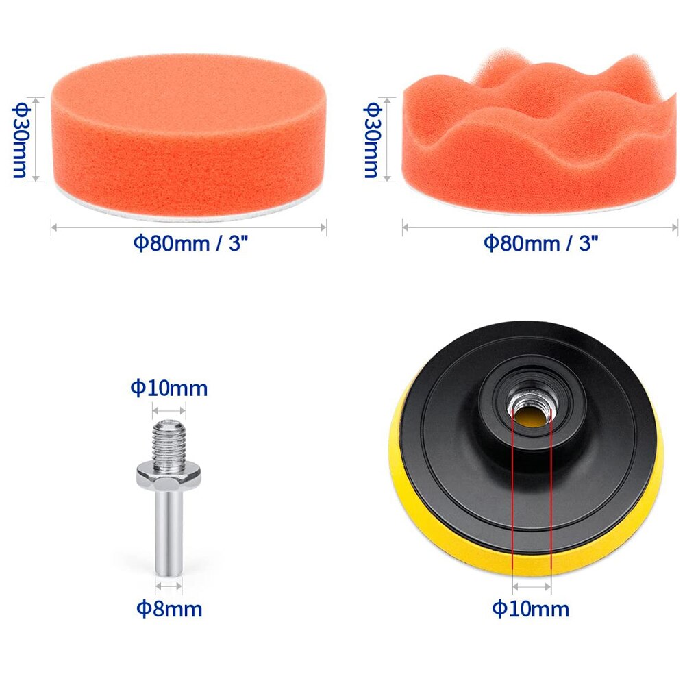 3 Inch Car Polishing Kit Polish Pad Car Polish Buffing Pad Abrasive Disc Sponge Foam Pads Polisher For Headlight Refurbish