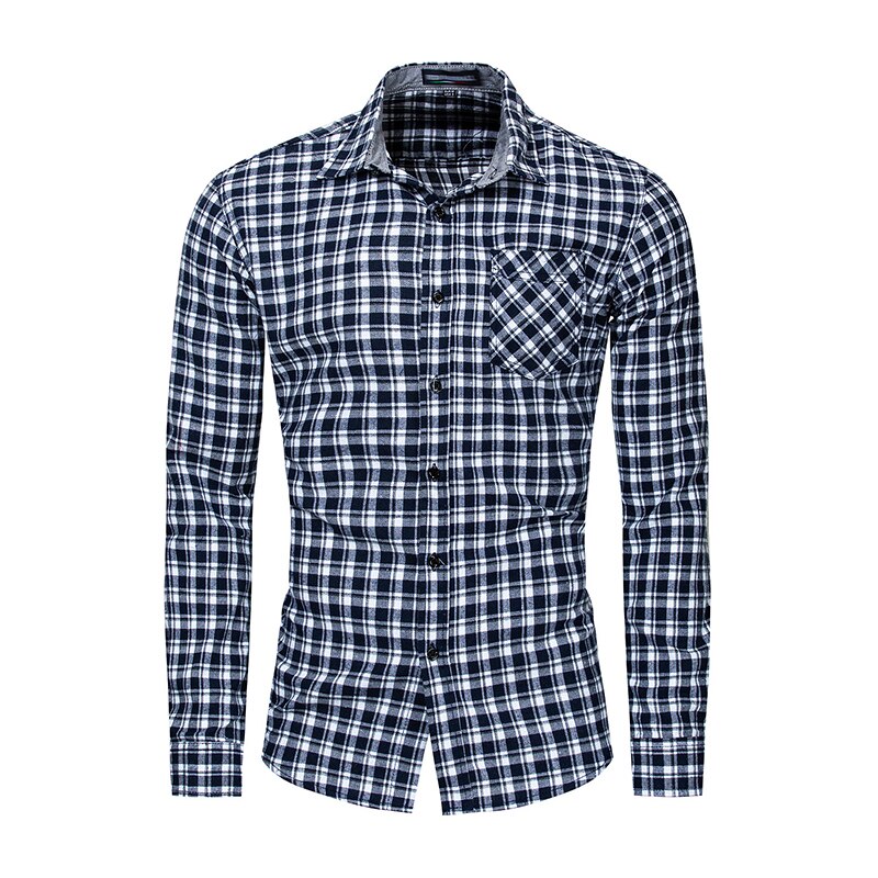 Rutete skjorte vår høst rød rutete skjorte herre skjorter lange ermer chemise homme bomull herre rutete skjorter: Blå / Xxxl