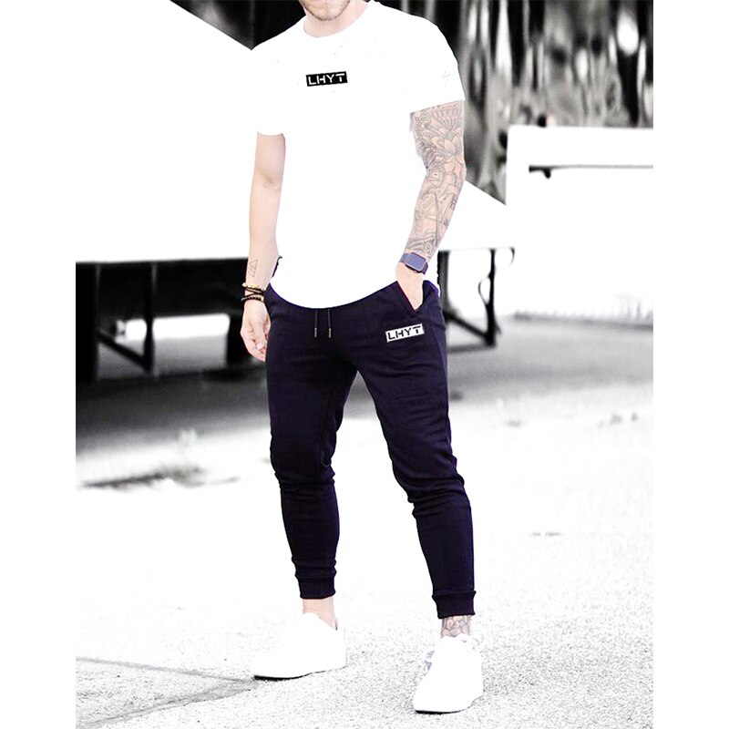 Joggingbyxor herr slim-fit sportbyxor herr gym fitness träning fitness byxa bomull stretch byxor