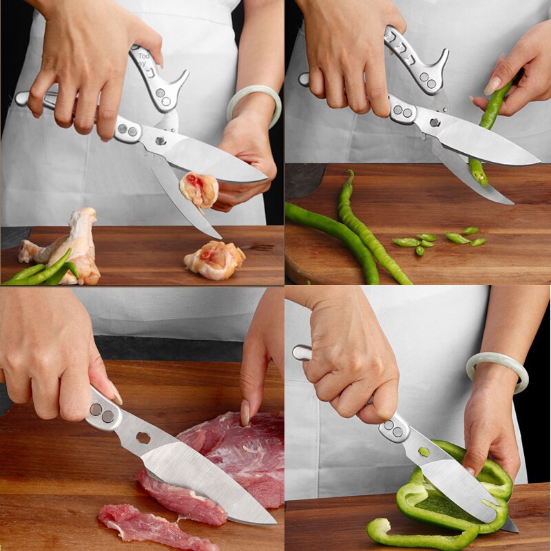 Detachable Kitchen Knife Scissors Powerful Chicken Bone Duck Fish Meat Fruit Shears Stainless Steel Clean Cooking For Kitchen