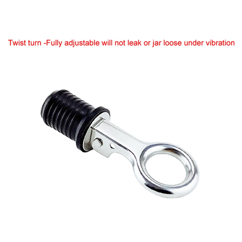 2 Pcs 1-1/4-Inch Marine Stainless Steel Handle Rubber Drain Plug Boat Plug Snap Tight Flip Style Hull Seawall Boat Accessories