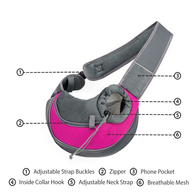 Draagtas voor huisdieren, puppy, hond, outdoor reistas, schoudertas, comfortabele mesh oxford rugzak, voorzakken, s/l