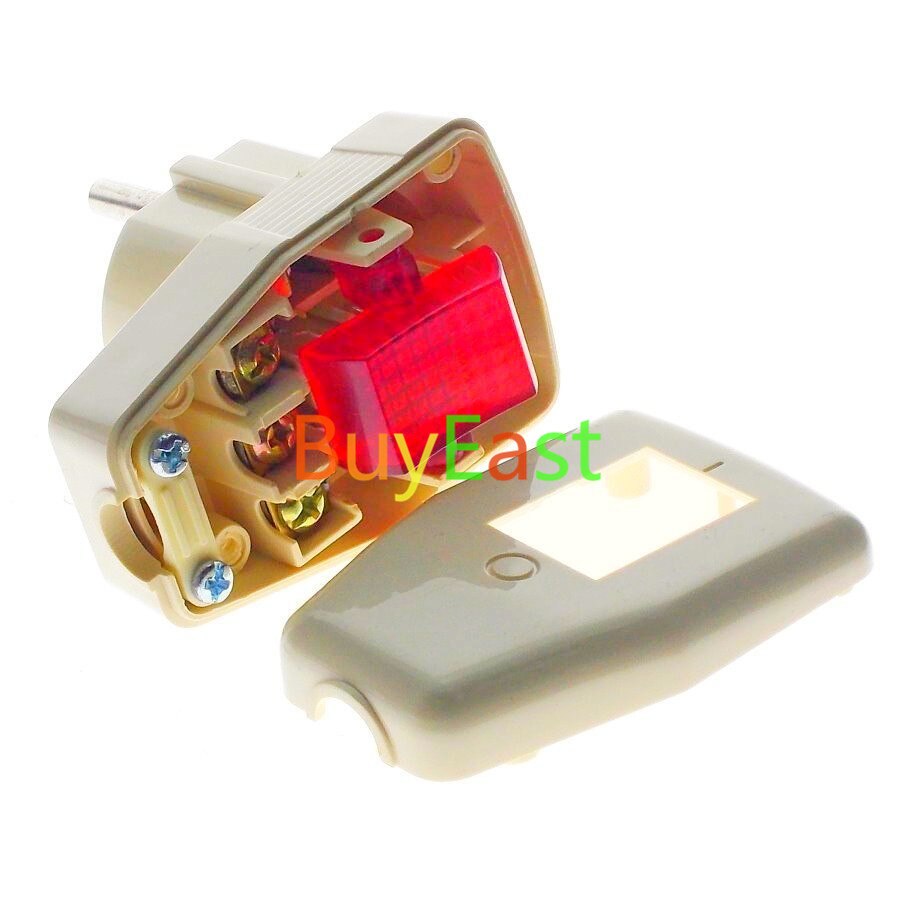 EU Schuko German Russian Rewireable Power Plug AC100~250V 16A W/ light Indicator Switch