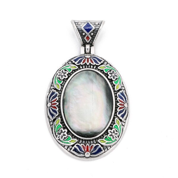 Natural Red Agates Opal Stone 32x40mm Pendants Necklace Jewelry Silver Plated Charm Crystal Boho Ethnic Egg DIY Jewelry Findings: black lips shell