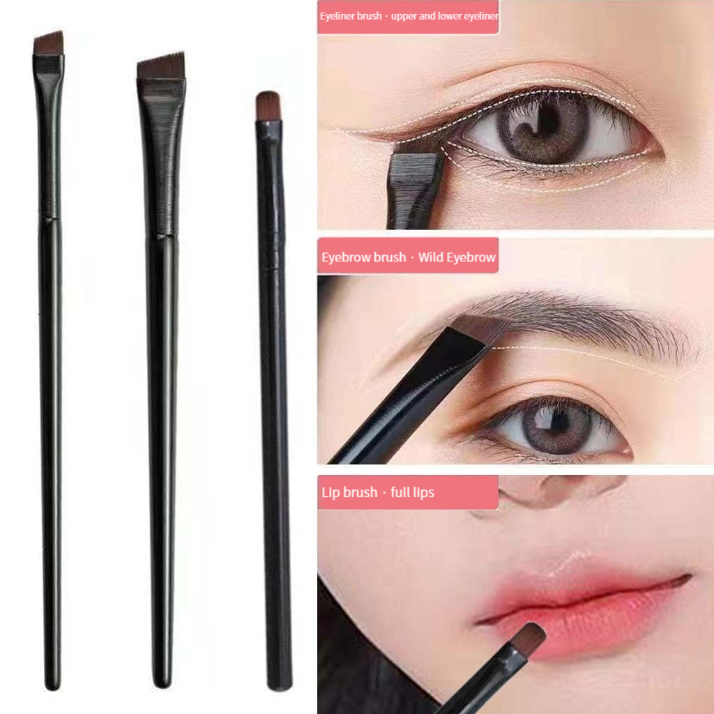 Brocha de maquillaje para Contorno de cejas, delineador de ojos de fibra Súper suave, cómodo agarre, aplicación de maquillaje suave y Natural, 3 piezas: Default Title