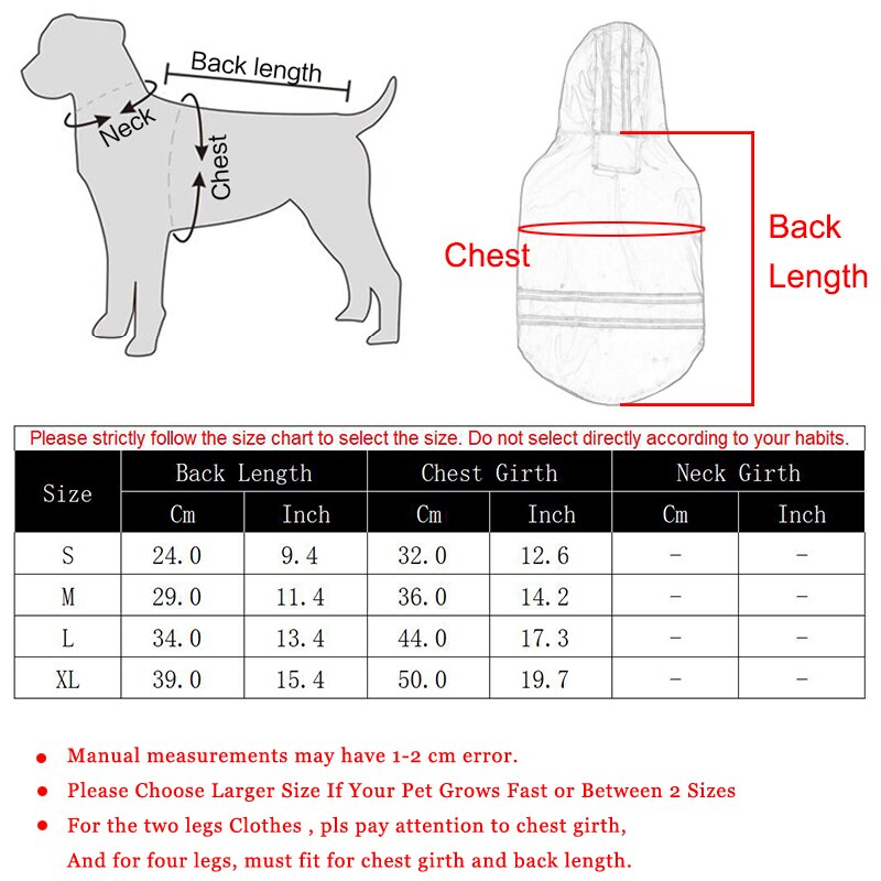 Spring Summer Dog Raincoat Reflective PU Puppy Pet Rain Coat Hooded Waterproof Dog Jacket Clothes For Dogs Chihuahua Yorkshire