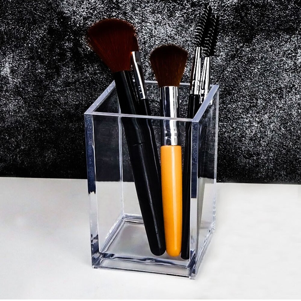 Make Up Organizer Plastic Makeup Brush Pot With Brushes Storage Acrylic For Cosmetics Holder Desk Cosmetic Storage Container