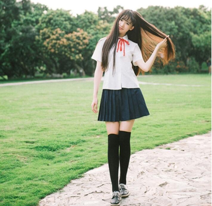 Japanese School Uniform Girl Sailor Dress Short Sleeve Shirt Pleated Skirt Uniformes Korean Preppy Style Costumes For Girls