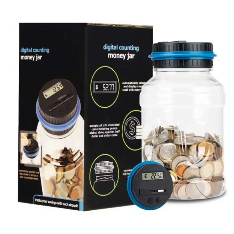 Intelligent Counting Coin Bank Bucket Coin Storage Coin Storage Box Pound Dollar Euro Coin Counter Coin LED Display