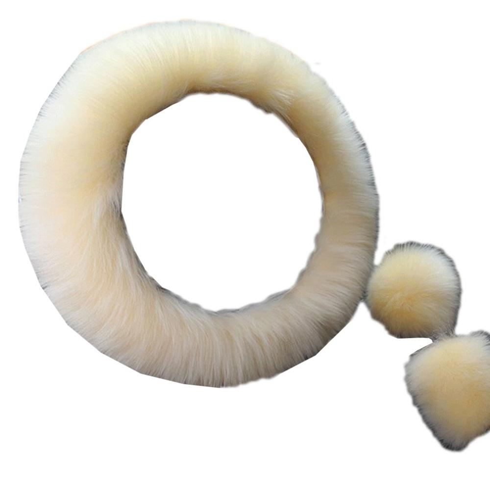 Solide doux longue laine floue volant couverture laine frein à main voiture accessoire mouton fourrure peluche protecteur couverture Kit: 8