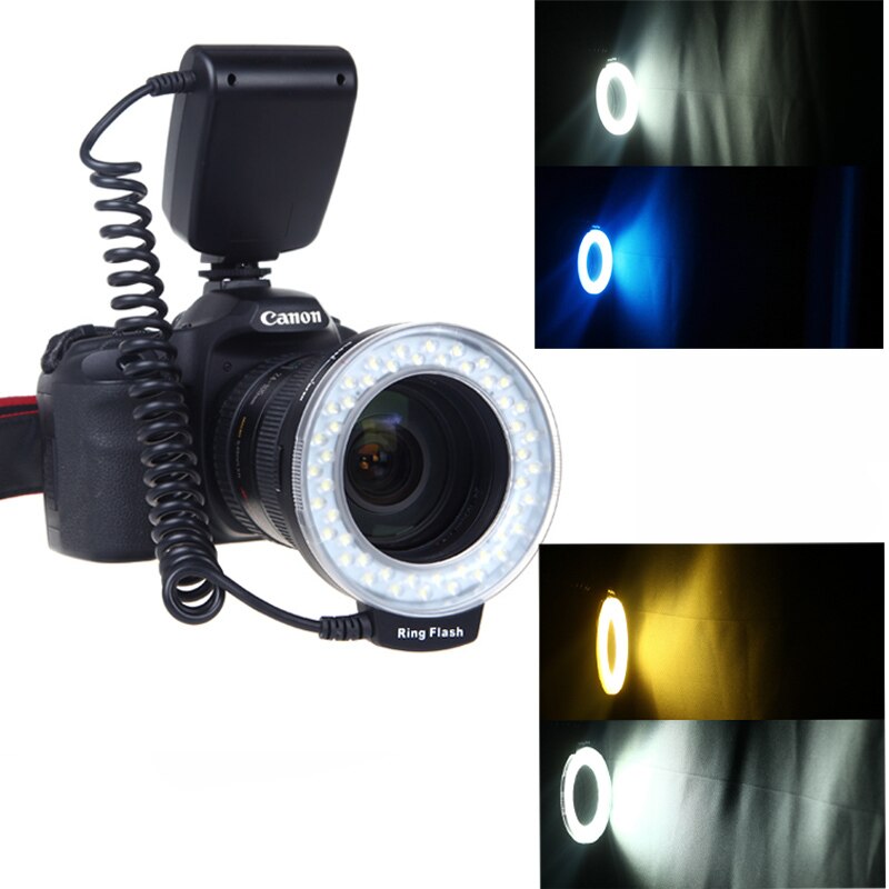 Eachshot 48 st makro led ringblixt med 8 adapterring ficklampa för canon nikon pentax dslr kamera rf -550d speedlight