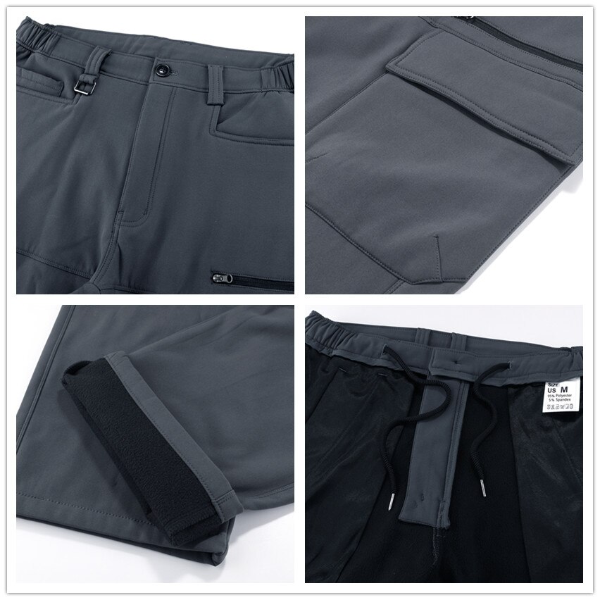 Mountainskin Men Winter Hiking Fleece Loose Pants Windproof Outdoor Camping Skiing Trekking Sport Breathable Warm Trousers VA870