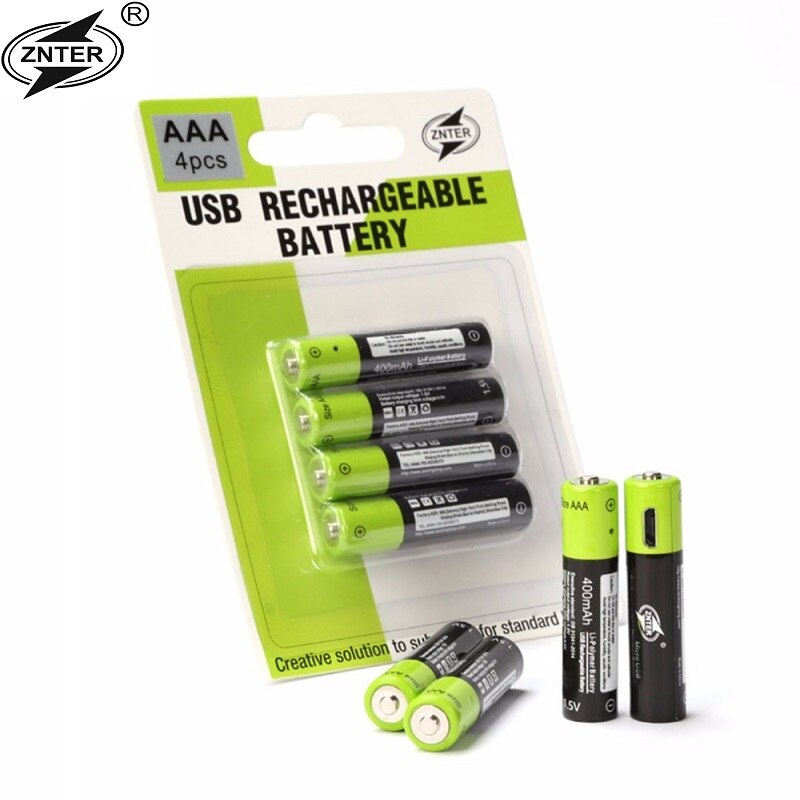 AAA 1.5 V 400 mAh USB Oplaadbare Batterij Universele ZNT7 Lithium-polymeer Batterijen Bateria Met Micro USB Kabel ROHS CE