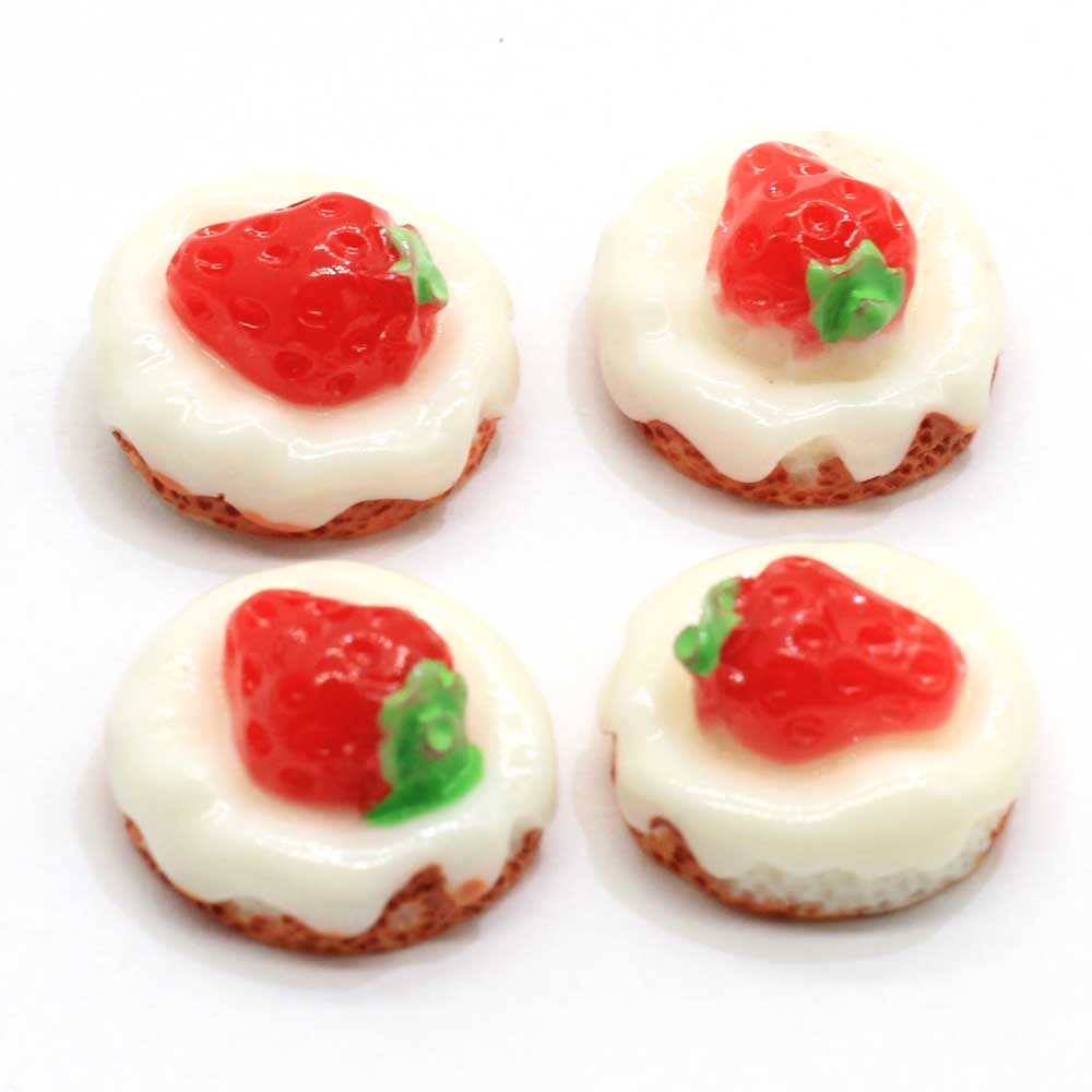 20/100 st harts mini jordgubbstårta platt bak miniatyr kakor cabochons för telefon dekoration hantverk göra mat dockhus