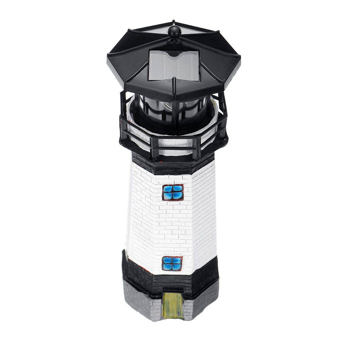 Garden Sculptures Outdoor Yard Night Decorations Resin Lighthouse Waterproof Solar Lamp For Garden Decoration: Black