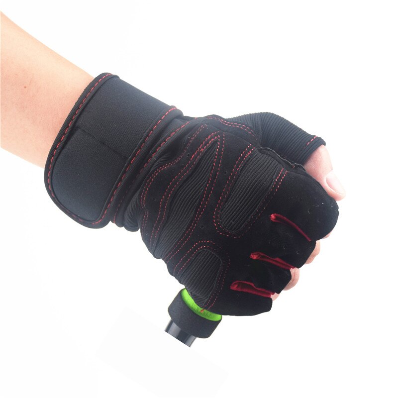 Guantes de Crossfit para hombre, manoplas gruesas para gimnasio, culturismo, Fitness, ejercicio, entrenamiento, correa de muñeca, sin aletas, levantamiento de pesas