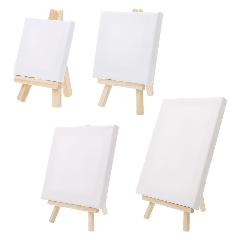 Mini Canvas En Natuurlijke Houten Schildersezel Set Voor Art Schilderij Tekening Craft Wedding Supply