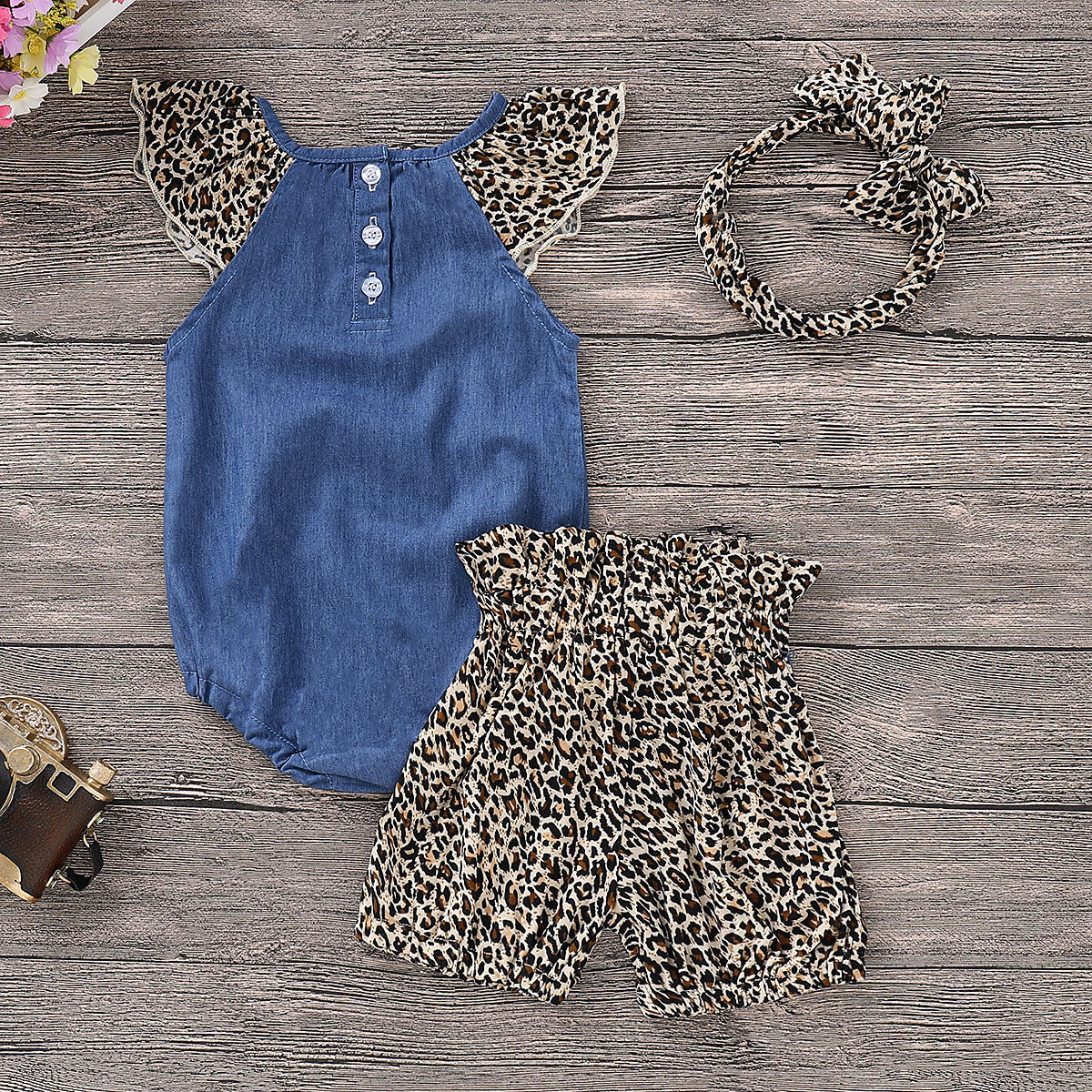 3 stuks 0-24m zomer baby meisjes kleding sets tops romper luipaard broek hoofdband outfits sets kleding