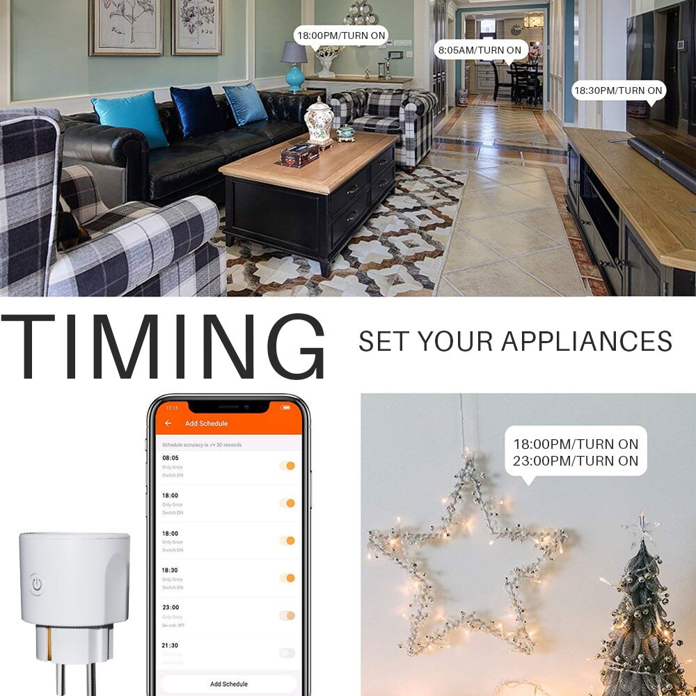 Smart Power Plug Wifi 16A Eu Intelligente Timing Socket Tuya App Afstandsbediening Voice Control Werkt Met Alexa Google Thuis mini