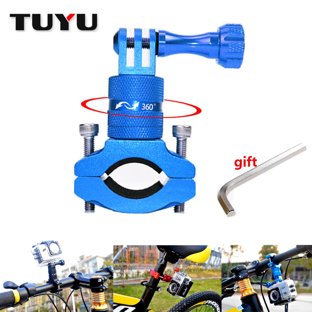 TUYU Aluminum Swivel Bike Bicycle Mounting Handle Adapter Bracket GoPro 9 8 7 65 insta 360 Degree Rotating Bike Rack Accessories