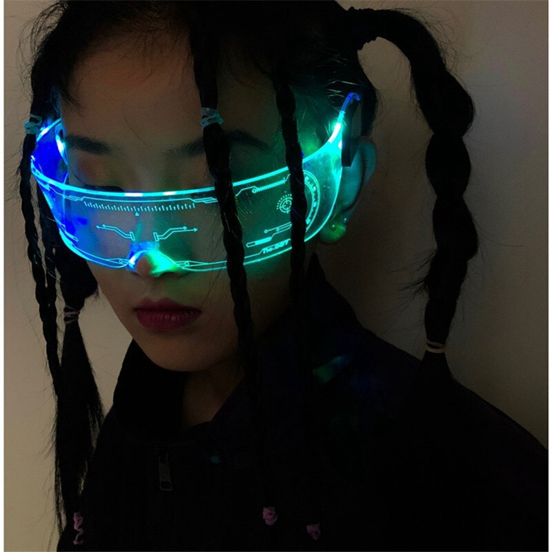 Science fiction led bungee futuristisk teknologi sense briller ins mannlige punk kvinne bar lysende solbriller fest lysende rekvisitter