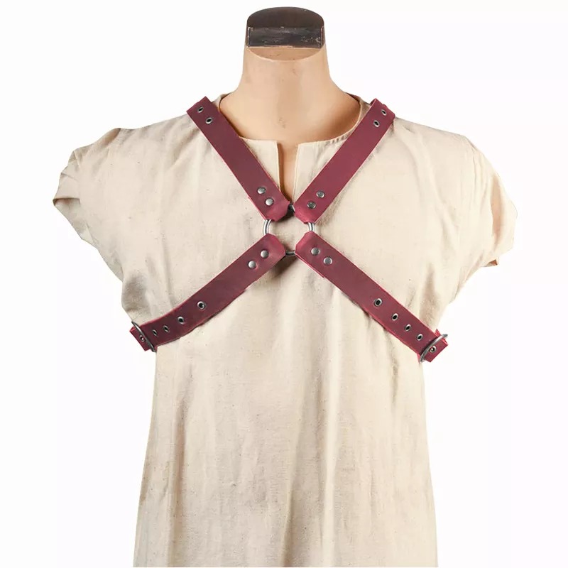 Mittelalterlichen Leder Strumpf Schulter Harness Gothic Punk Brust Gürtel Renaissance Kostüm Zubehör Verstellbare Vintage Hosenträger Gurt: Rot
