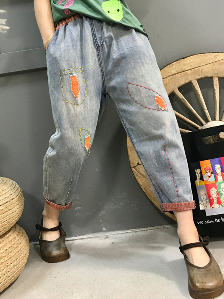 Max LuLu Korean Harem Pants Womens Summer Loose Ripped Denim Pants Ladies Classic Vintage Casual Jeans Punk Streetwear