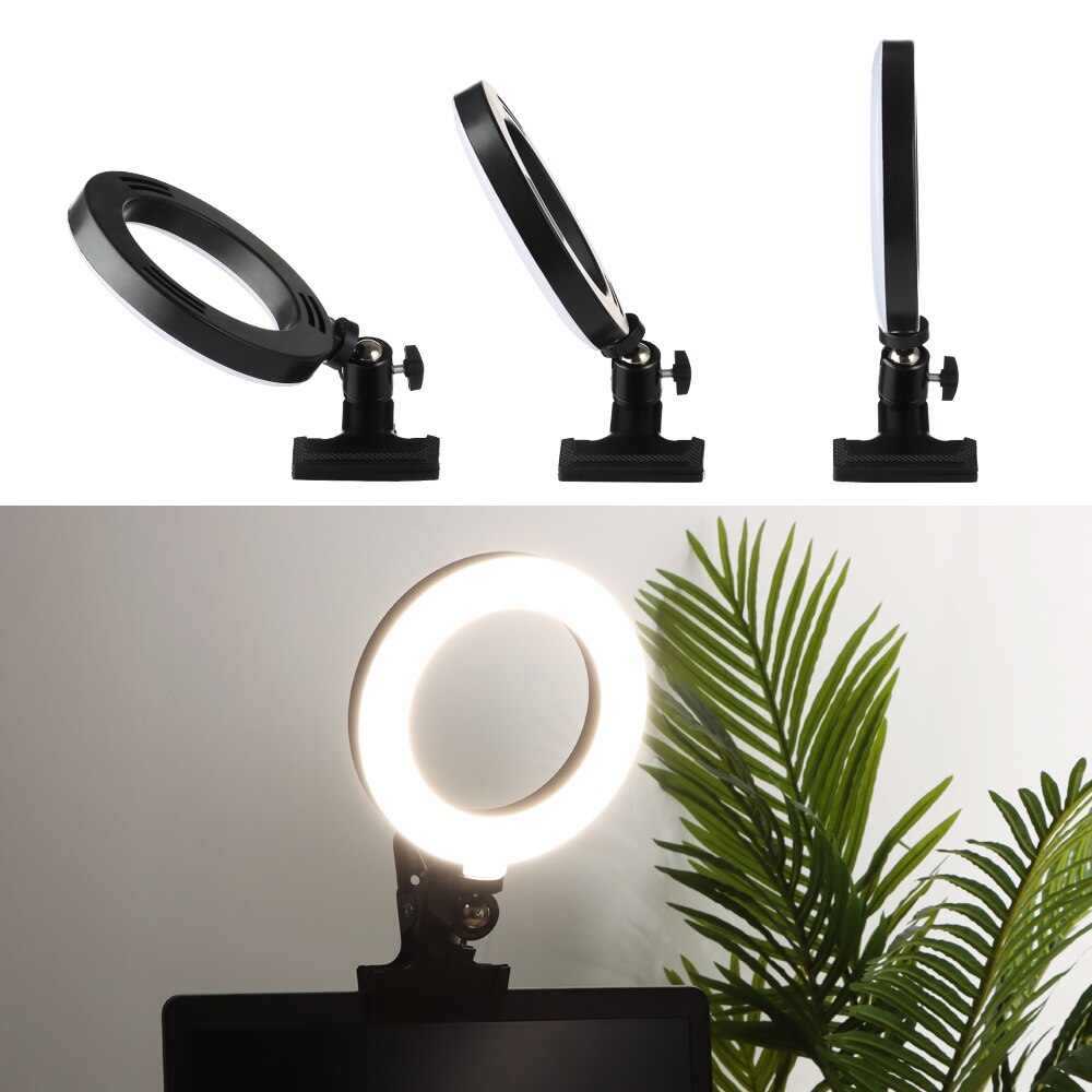 6 Inch Selfie Ring Light Clip On Laptop Computer Monitor Video Conference Lighting Kit Dimmable Led Fill The Light With 3 Color