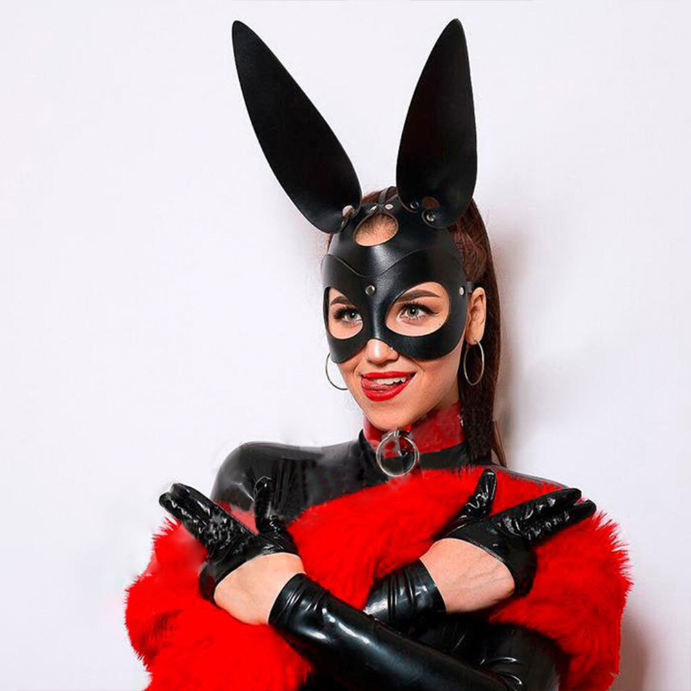 Women Sexy Leather Masks Blindfold Gothic Cosplay Mask Halloween Carnival Party Masquerade Ball Fancy Mask Accessories: Pink