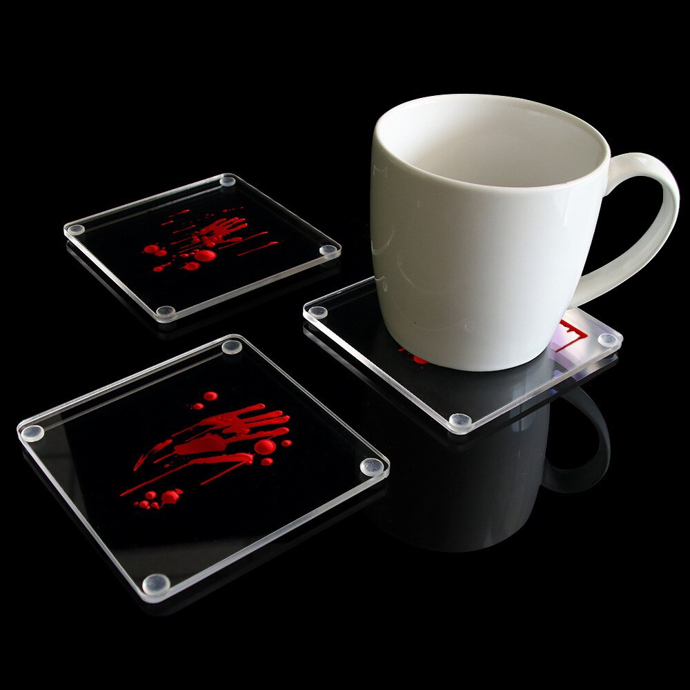 Brain Specimen Coasters Set 3D Organ Brain Artwork Brain Slices Square Acrylic Glass Drinks Table Coaster Drunk Scientists