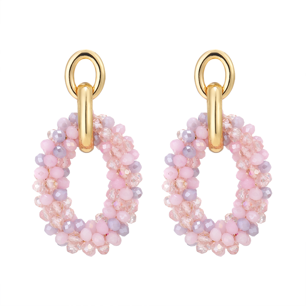 INKDEW pendientes de gota ovalados cadena oreja pendientes de cuentas de cristal hechos a mano para mujer joyería pendientes largos grandes joyería de EA070: Deep Purple