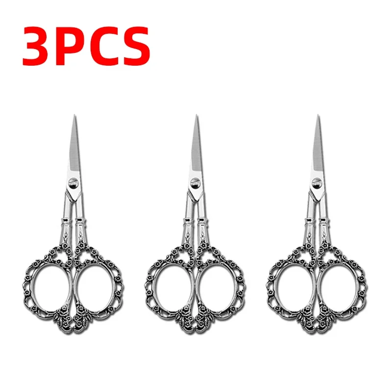 Retro klassieke kleermakersschaar, handwerkschaar, huishoudschaar, kleermakersschaar, stofschaar, naaischaar, stofschaar, naaigaren, duurzame roestvrijstalen schaar: Zilver