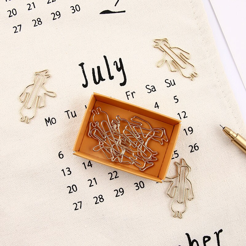 8pcs/box Cute Metal Paper Clips Flamingo Cactus Shaped Cartoon Binder Clip Kawaii Unicorn Planet Bookmark Memo Clips Stationery