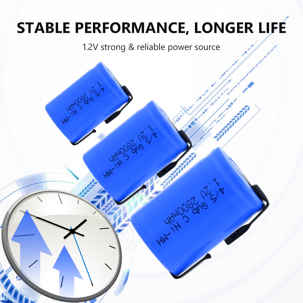 4/5SC SC Sub C li-ion Li-Po Lithium Battery 1.2V 2800mAh Rechargeable Ni-MH Batteries With Welding Tabs