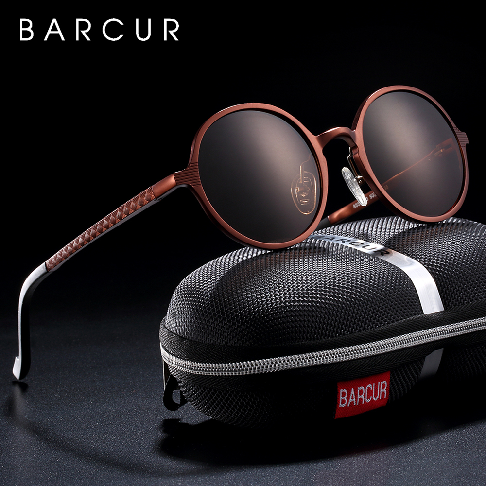 BARCUR Heißer Schwarz Goggle Männliche Runde Sonnenbrille Luxus Männer Gläser retro Jahrgang Frauen Sonnenbrille UV400 Brillen